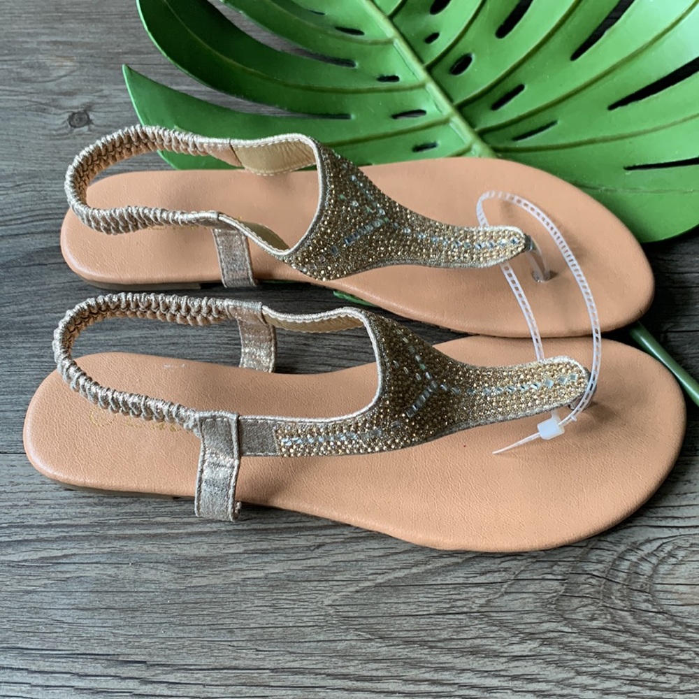 Women’s Gold Rhinestone Sandals - Picture 4 of 6